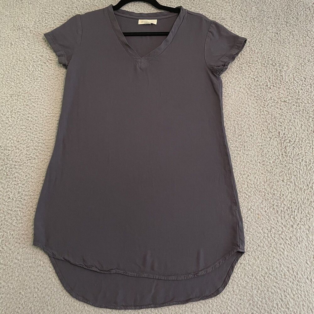 Anthropologie Cloth & Stone blue V-Neck HI-Lo short Sleeve T-Shirt Dress XS